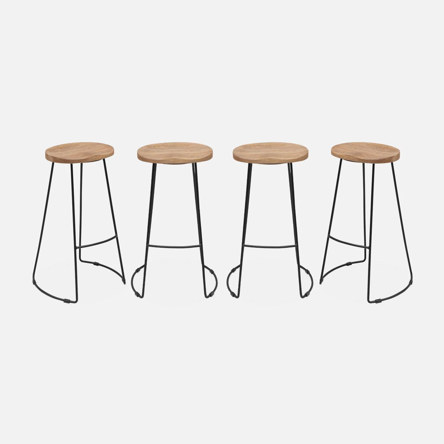 Tabouret De Bar Bois De Manguier Et Acier, Repose Pieds, 75cm (lot De 4) Couleur : Naturel 5 Tabouret De Bar Bois De Manguier Et Acier, Repose Pieds, 75cm (lot De 4) Couleur : Naturel – Image 3