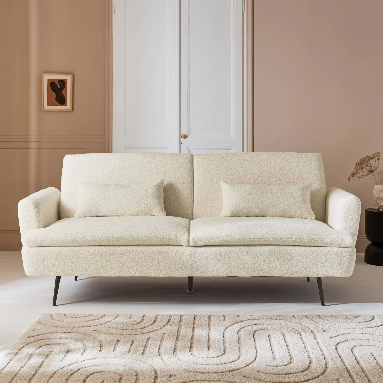 Canapé Convertible 2-3 Places Tissu Bouclette 3 Canapé Convertible 2-3 Places Tissu Bouclette