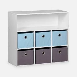 Meuble Rangement Enfant 6 Paniers Couleur : Bleu -Outdoor Living Soldes ikscam6bl 79a160e34c627bc01f20c15fca9c25b6