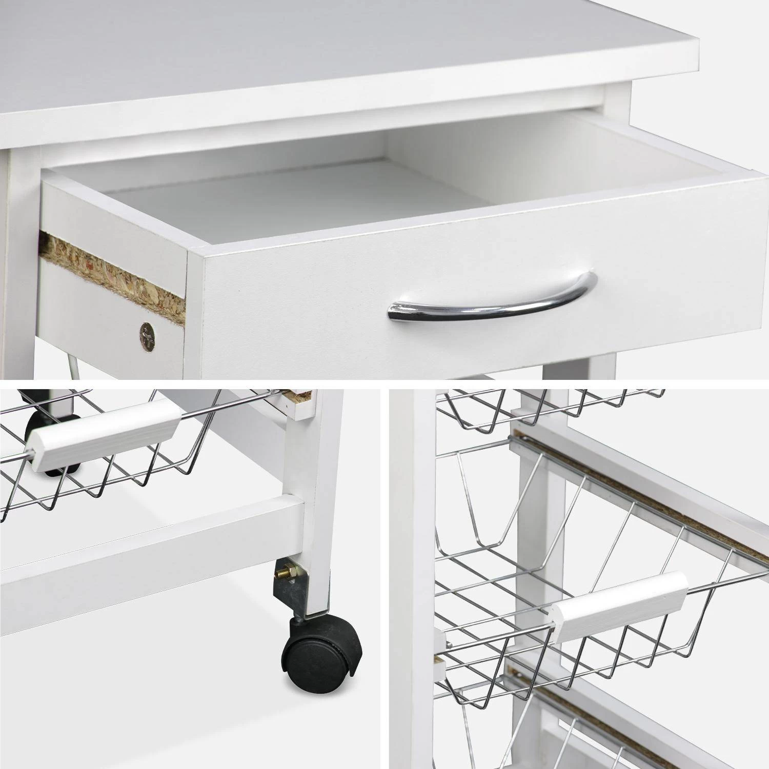 Desserte Cuisine Effet Bois à Roulettes 37 X 37 Cm 8 Desserte Cuisine Effet Bois à Roulettes 37 X 37 Cm – Image 6