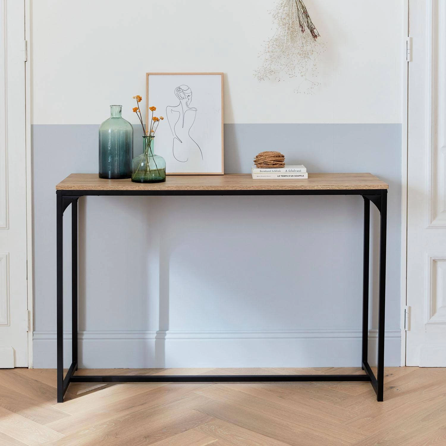 Console Métal Et Effet Bois Couleur : Noir 4 Console Métal Et Effet Bois Couleur : Noir – Image 2