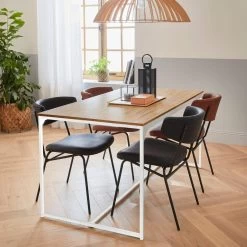 Table à Manger Métal Et Effet Bois 4 Places Couleur : Blanc 9 Table à Manger Métal Et Effet Bois 4 Places Couleur : Blanc -Outdoor Living Soldes ilfdt150wh 433f7cdf99277037c6c539fab1290a8e