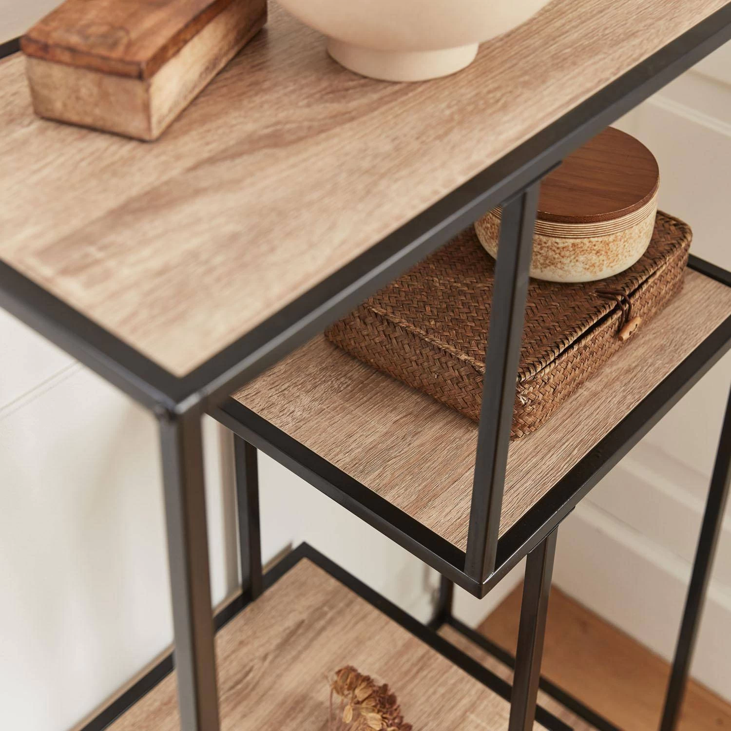 Etagère Bibliothèque Industrielle Métal Et Effet Bois 4 Niveaux 4 Etagère Bibliothèque Industrielle Métal Et Effet Bois 4 Niveaux – Image 2