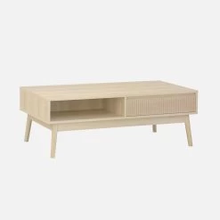 Table Basse Scandinave Décor Bois Rainuré 2 Niches, 1 Tiroir Couleur : Naturel 13 Table Basse Scandinave Décor Bois Rainuré 2 Niches, 1 Tiroir Couleur : Naturel -Outdoor Living Soldes ilincoftable e562670a49a95aaf6d4c133f194f662d