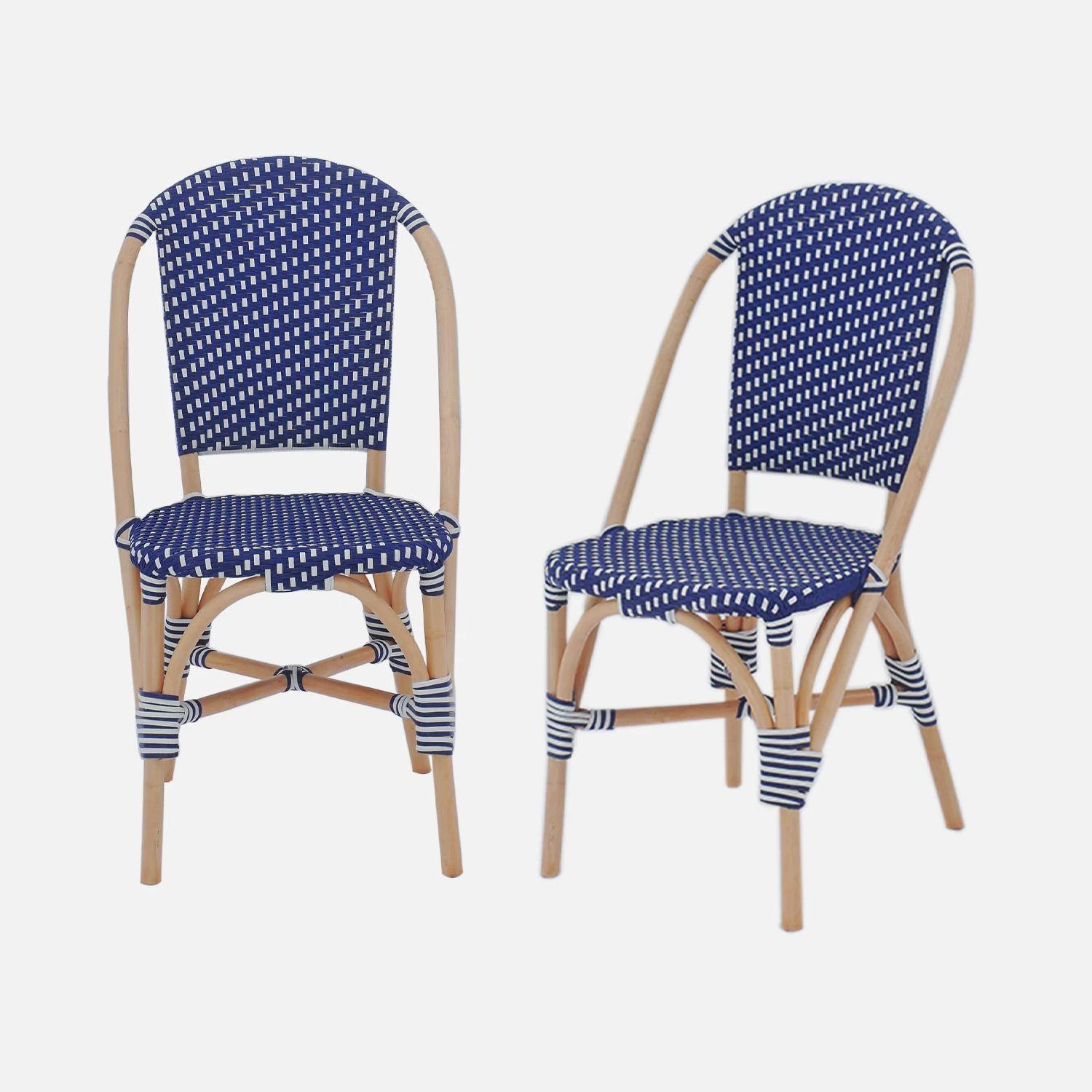 Chaise Bistrot En Rotin Et Polyrotin (lot De 2) Couleur : Bleu 5 Chaise Bistrot En Rotin Et Polyrotin (lot De 2) Couleur : Bleu – Image 3