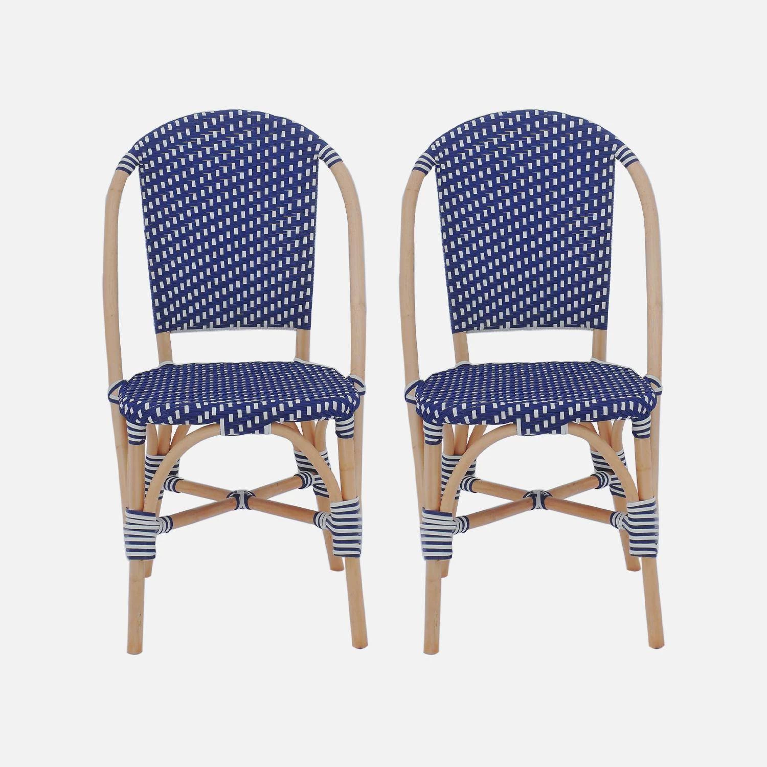 Chaise Bistrot En Rotin Et Polyrotin (lot De 2) Couleur : Bleu 6 Chaise Bistrot En Rotin Et Polyrotin (lot De 2) Couleur : Bleu – Image 4