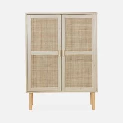 Buffet Cannage Et Effet Bois 2 Portes 80 Cm -Outdoor Living Soldes inatcabinet bda207df00a3581f739d9d41dec24e7d