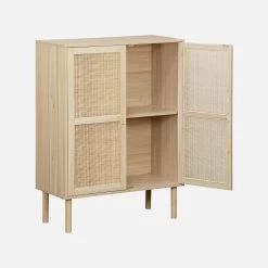 Buffet Cannage Et Effet Bois 2 Portes 80 Cm -Outdoor Living Soldes inatcabinet bf8a8b1628b27de7302264c6fdc0fef1