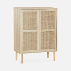 Buffet Cannage Et Effet Bois 2 Portes 80 Cm -Outdoor Living Soldes inatcabinet f487394cfe5087374c93863840e228c1