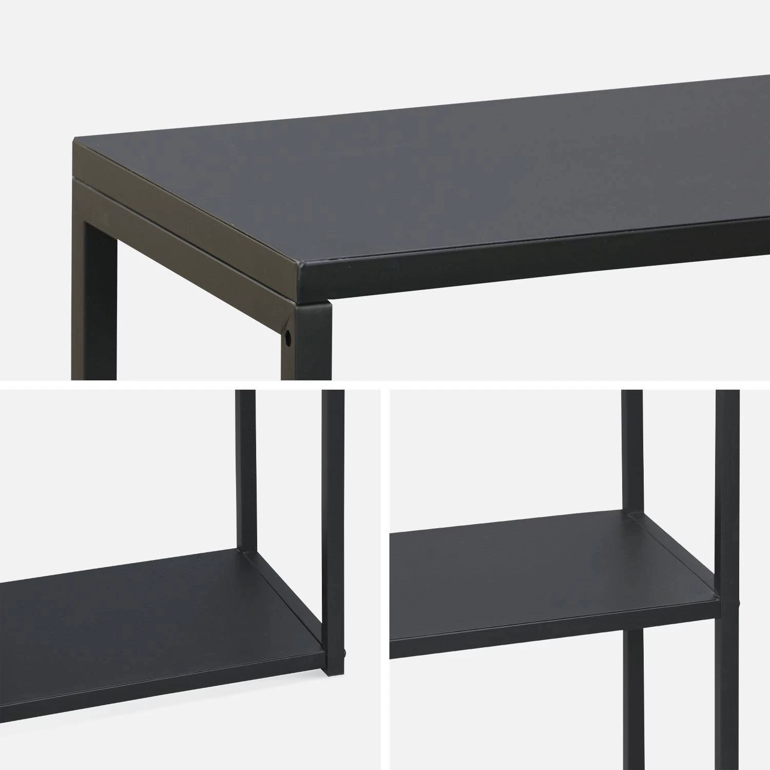 Etagère Bibliothèque Industrielle Basse Métal Noir 3 Niveaux 8 Etagère Bibliothèque Industrielle Basse Métal Noir 3 Niveaux – Image 6