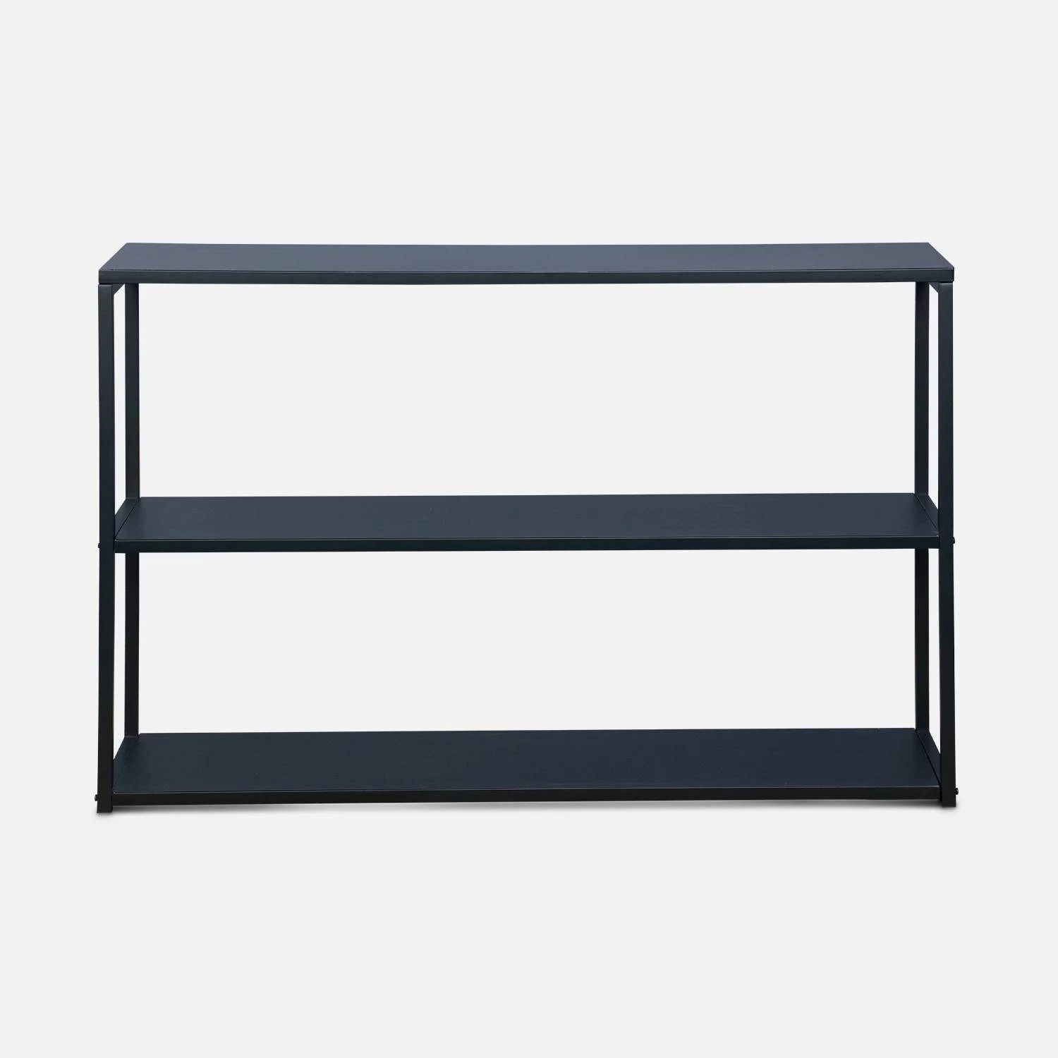 Etagère Bibliothèque Industrielle Basse Métal Noir 3 Niveaux 6 Etagère Bibliothèque Industrielle Basse Métal Noir 3 Niveaux – Image 4