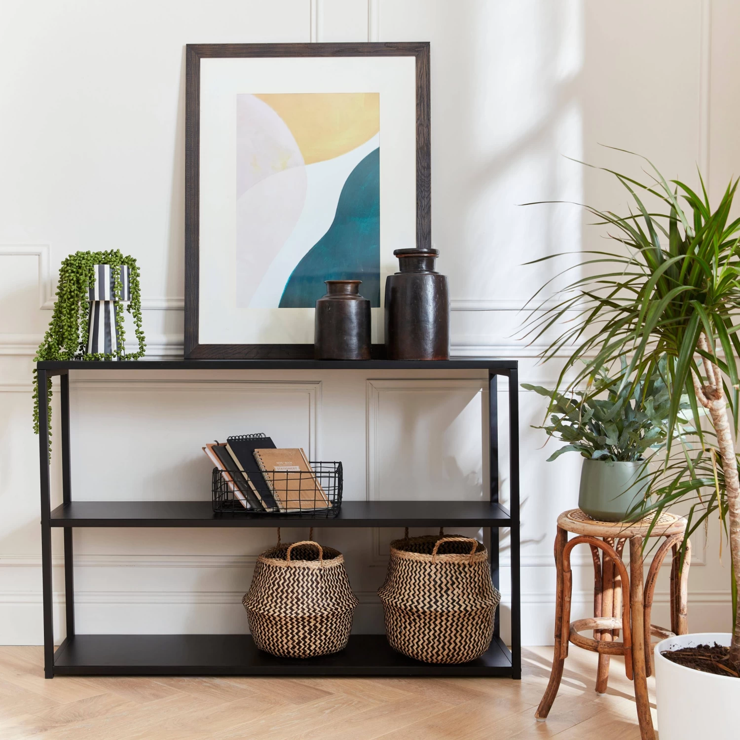 Etagère Bibliothèque Industrielle Basse Métal Noir 3 Niveaux 3 Etagère Bibliothèque Industrielle Basse Métal Noir 3 Niveaux