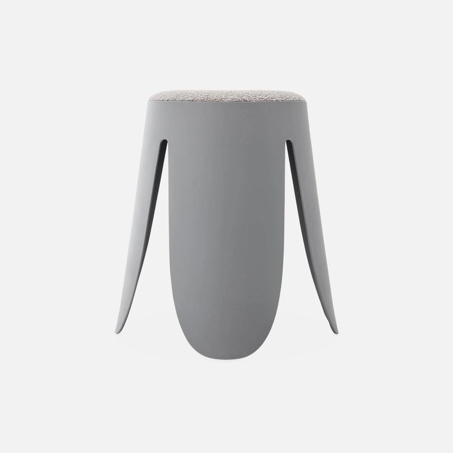 Set De 4 Tabourets Empilables Bouclette Texturée Couleur : Gris Clair 4 Set De 4 Tabourets Empilables Bouclette Texturée Couleur : Gris Clair – Image 2