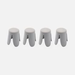 Set De 4 Tabourets Empilables Bouclette Texturée Couleur : Gris Clair