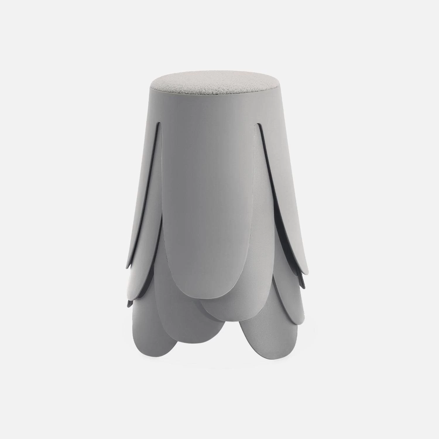 Set De 4 Tabourets Empilables Bouclette Texturée Couleur : Gris Clair 5 Set De 4 Tabourets Empilables Bouclette Texturée Couleur : Gris Clair – Image 3