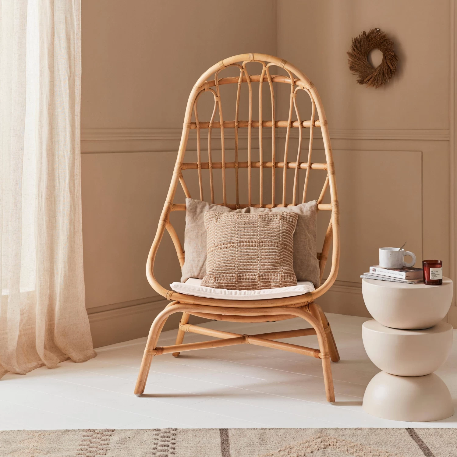 Fauteuil œuf En Rotin Avec Coussin 5 Fauteuil œuf En Rotin Avec Coussin – Image 3