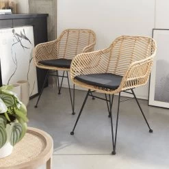 Fauteuil En Rotin Naturel Et Métal (lot De 2) Couleur : Noir 9 Fauteuil En Rotin Naturel Et Métal (lot De 2) Couleur : Noir -Outdoor Living Soldes irawarmbkx2 7e24b1f7b56212138ab9157b37969d68