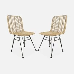 Chaise Métal Et Rotin Naturel (lot De 2) Couleur : Noir -Outdoor Living Soldes irawchrbkx2 6542c30399c8ddee1a48a455f821d14e