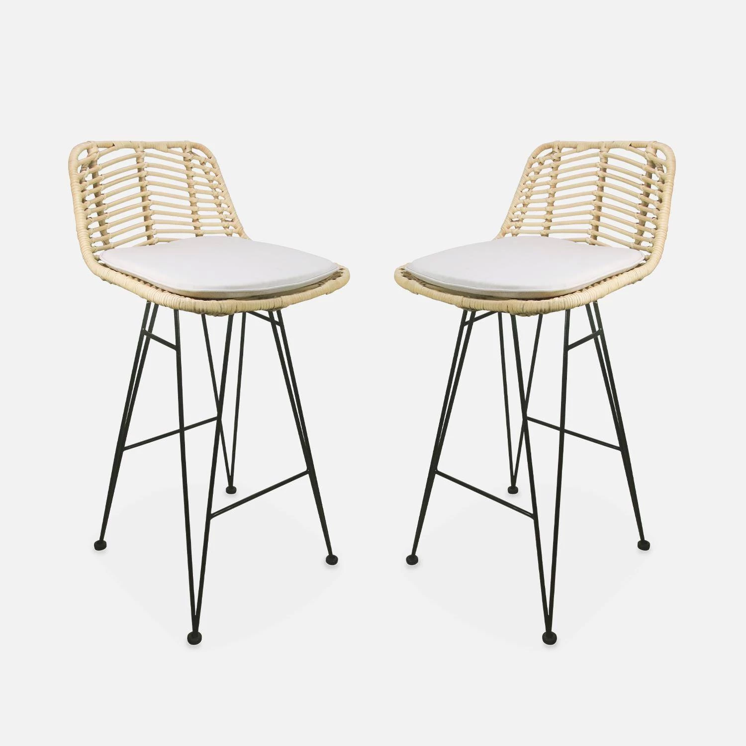 Tabouret De Bar Métal Et Rotin 67cm (lot De 2) Couleur : Naturel 6 Tabouret De Bar Métal Et Rotin 67cm (lot De 2) Couleur : Naturel – Image 4