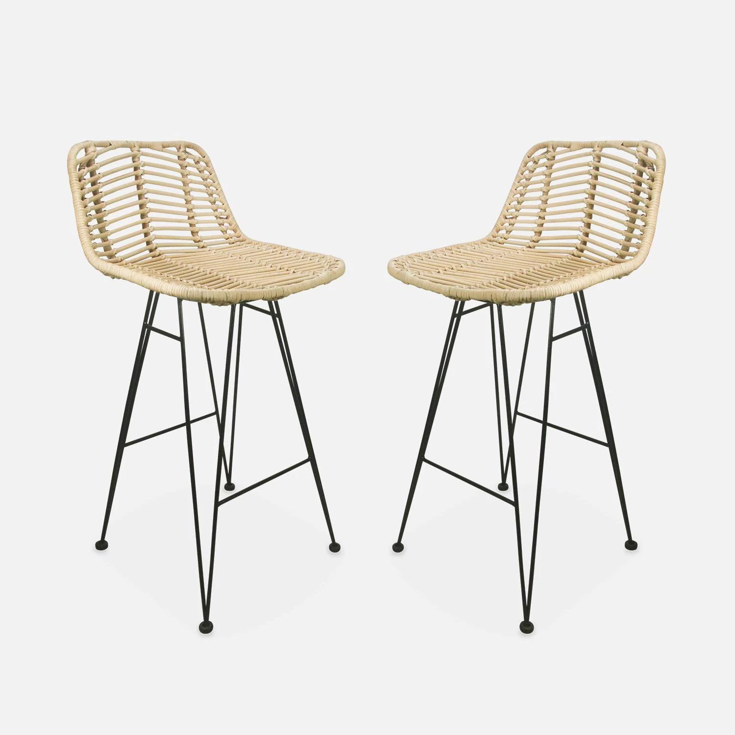Tabouret De Bar Métal Et Rotin 67cm (lot De 2) Couleur : Naturel 9 Tabouret De Bar Métal Et Rotin 67cm (lot De 2) Couleur : Naturel – Image 7