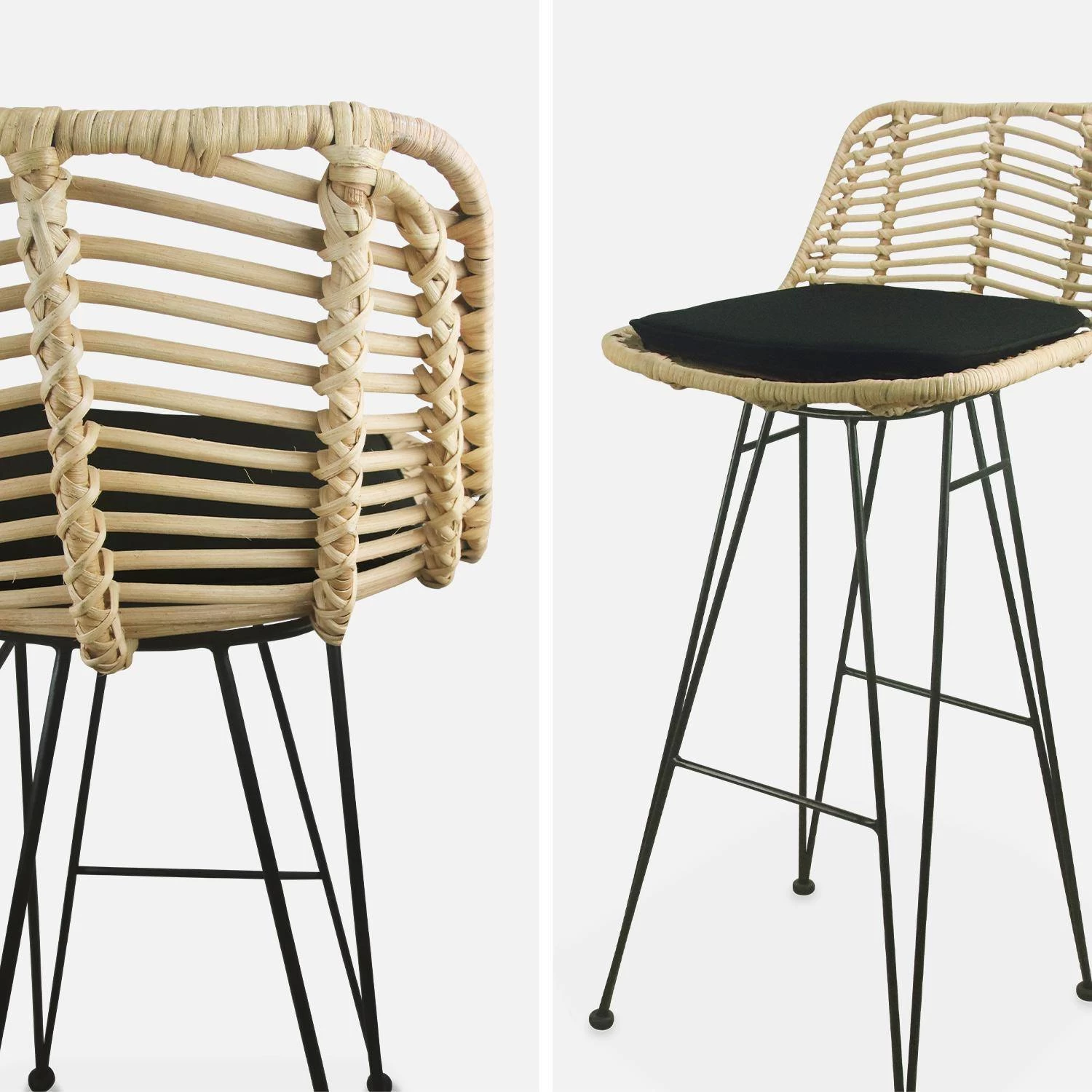Tabouret De Bar Métal Et Rotin 75cm (lot De 2) Couleur : Noir 9 Tabouret De Bar Métal Et Rotin 75cm (lot De 2) Couleur : Noir – Image 7