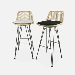 Tabouret De Bar Métal Et Rotin 75cm (lot De 2) Couleur : Noir 21 Tabouret De Bar Métal Et Rotin 75cm (lot De 2) Couleur : Noir -Outdoor Living Soldes irawsto75bkx2 390e74fdd5beff02d9e2d1b3d5307387