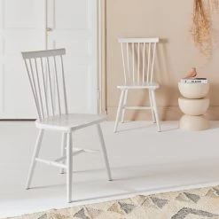 Chaise Bois D'hévéa (lot De 2) Couleur : Blanc