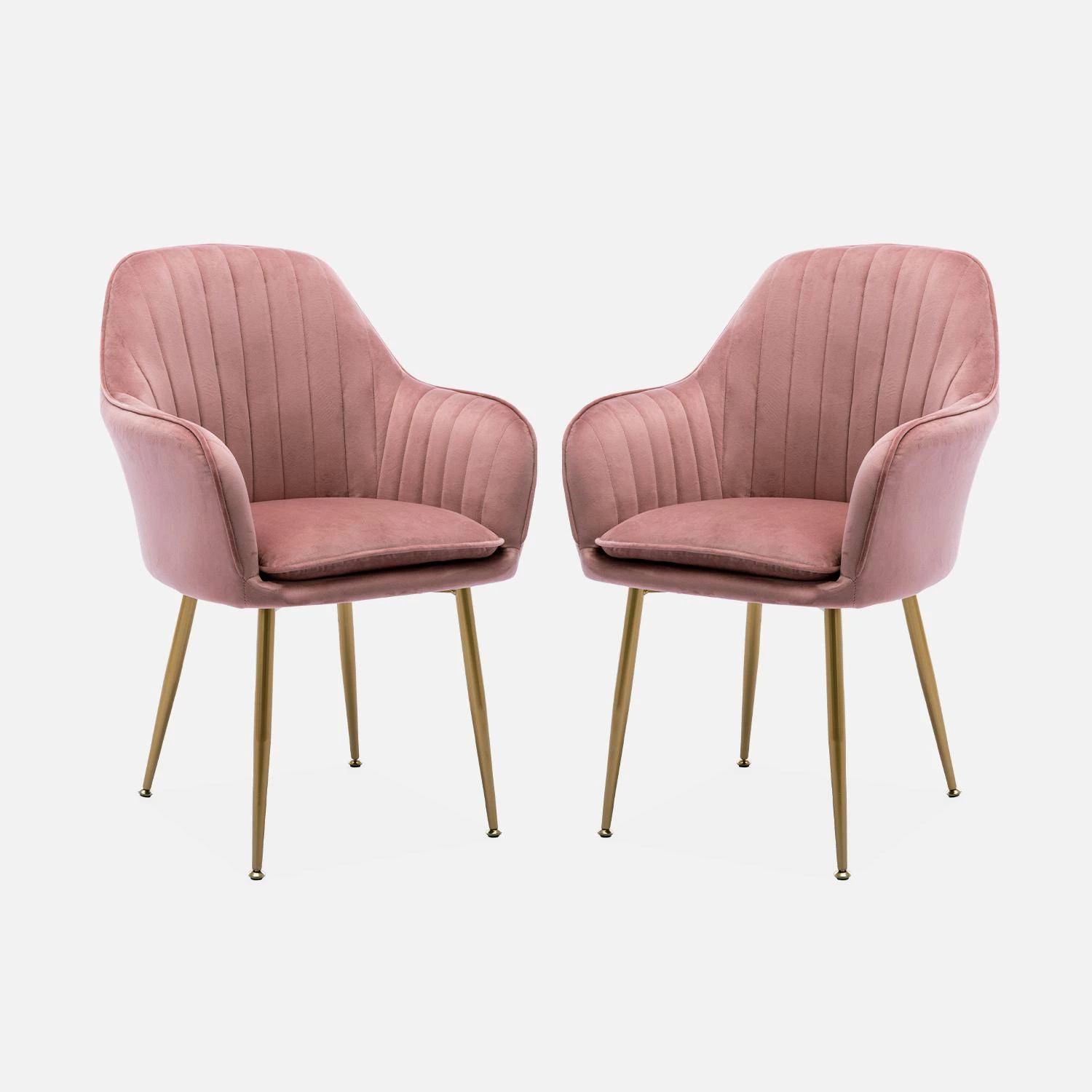 Fauteuil Velours Et Pieds Métal (lot De 2) Couleur : Vieux Rose 5 Fauteuil Velours Et Pieds Métal (lot De 2) Couleur : Vieux Rose – Image 3