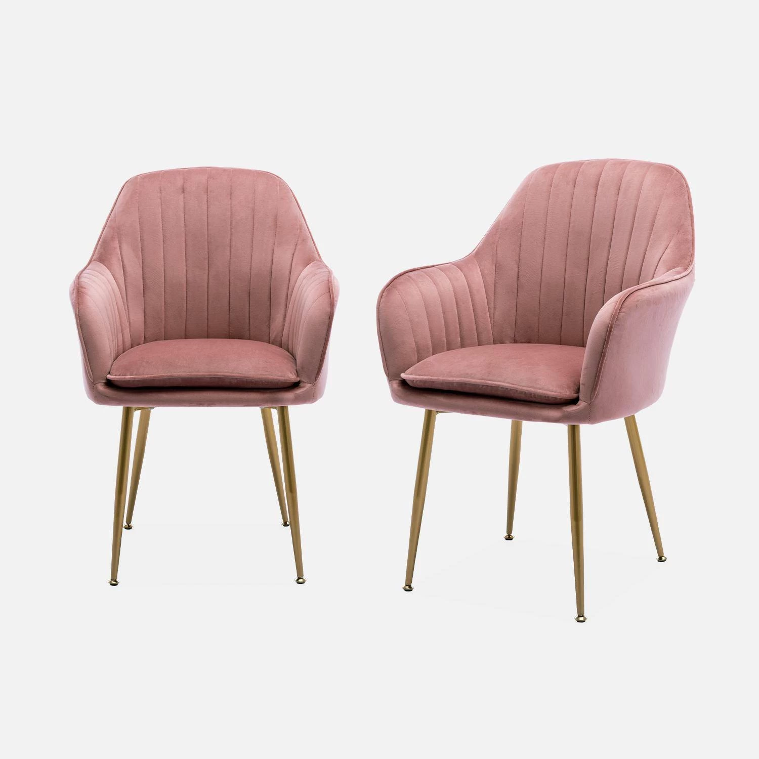 Fauteuil Velours Et Pieds Métal (lot De 2) Couleur : Vieux Rose 4 Fauteuil Velours Et Pieds Métal (lot De 2) Couleur : Vieux Rose – Image 2
