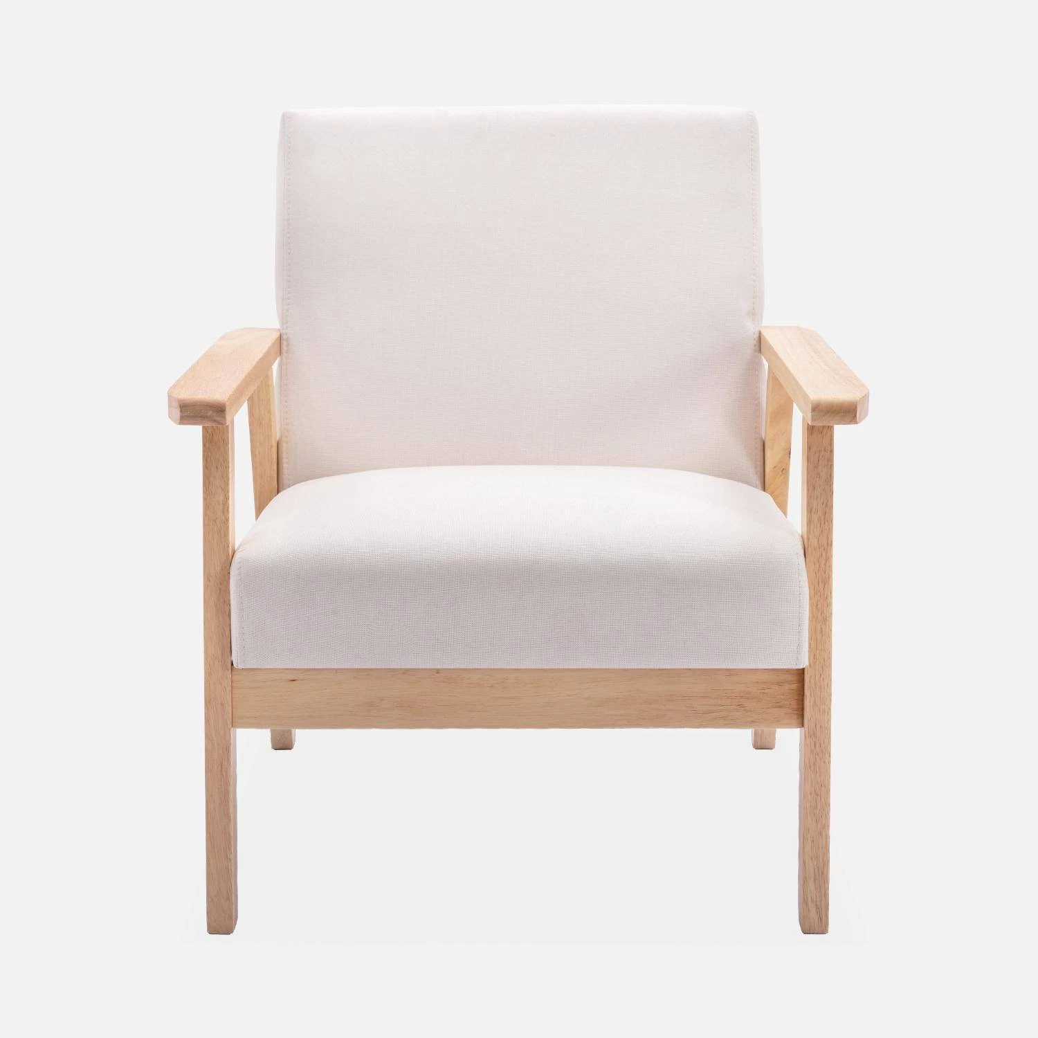 Fauteuil Scandinave Bois Et Tissu Couleur : Crème 6 Fauteuil Scandinave Bois Et Tissu Couleur : Crème – Image 4