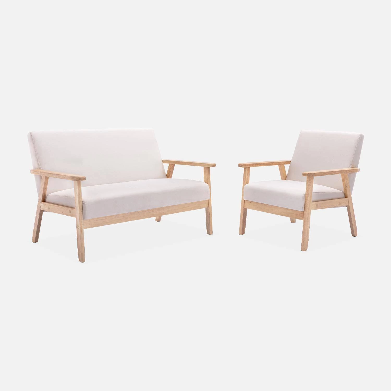 Fauteuil Scandinave Bois Et Tissu Couleur : Crème 9 Fauteuil Scandinave Bois Et Tissu Couleur : Crème – Image 7