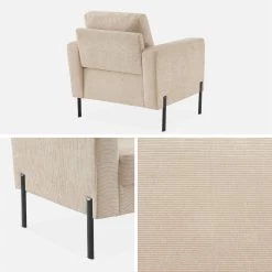 Fauteuil Velours Côtelé, Pieds Métal -Outdoor Living Soldes isof1crvvbg 43ccf3bea8fa918f8aadedb8638b3008