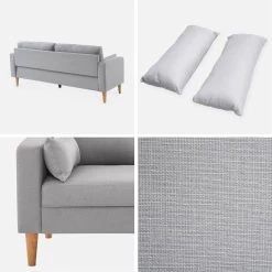 Canapé 3 Places Tissu, Pieds Bois Couleur : Gris Clair -Outdoor Living Soldes isof3lgy c3984bd373ec6526316959c569e4c617