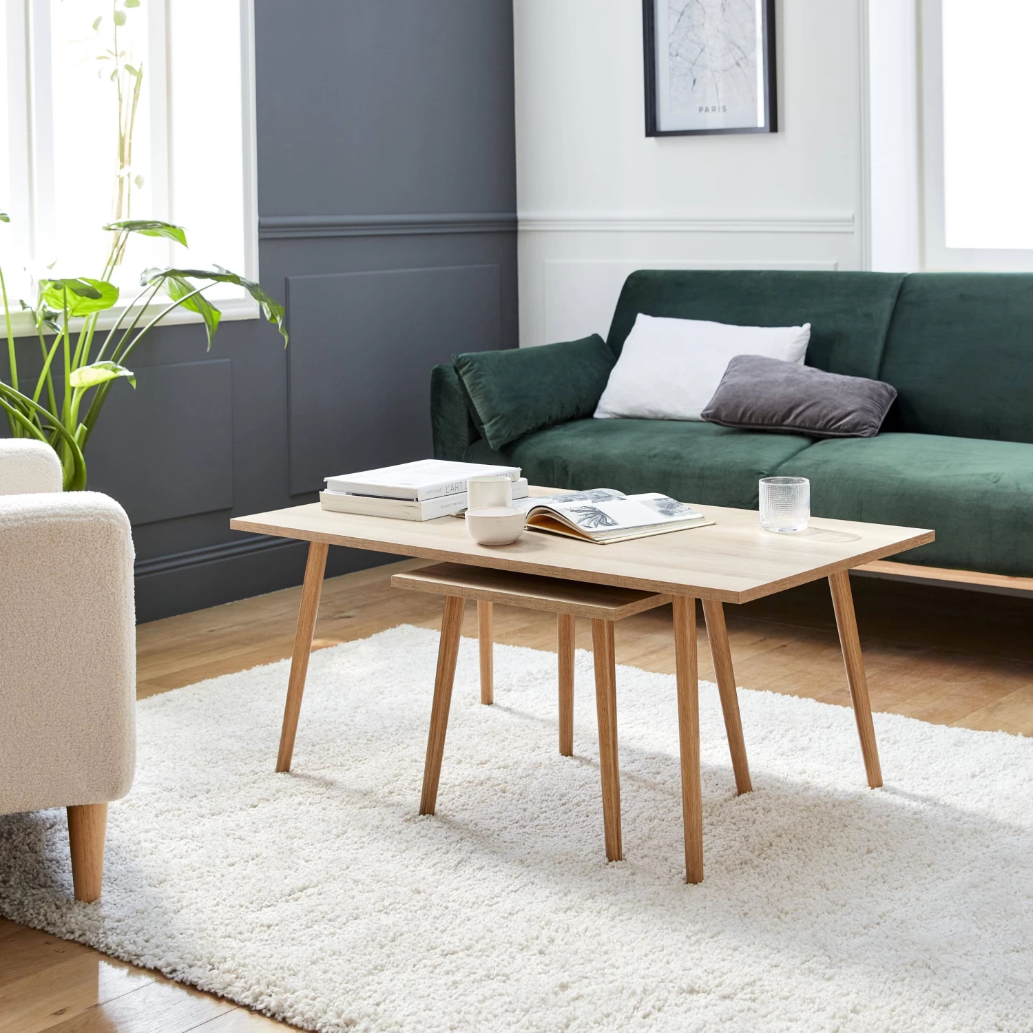 Table Basse Effet Bois (lot De 2) 4 Table Basse Effet Bois (lot De 2) – Image 2