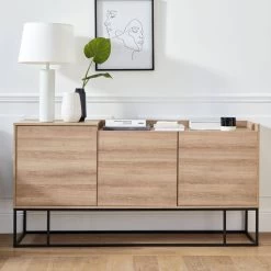 Buffet Métal Et Effet Bois 3 Portes 160 Cm -Outdoor Living Soldes istbl160nat 5e02531f5835dc4d930807981e97d9e8