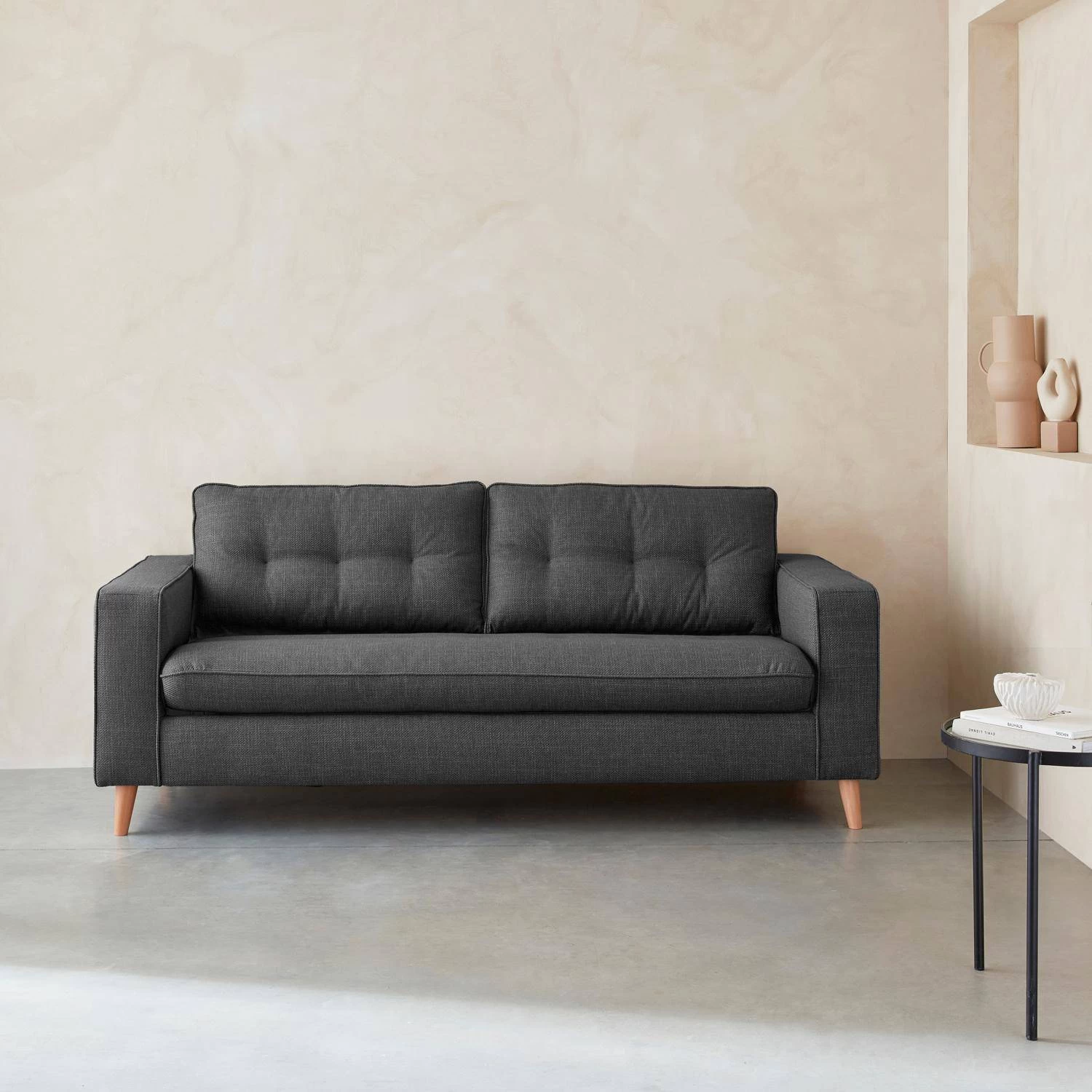 Canapé Lit Convertible 3 Places Avec Matelas 12cm - Fabriqué En France Couleur : Anthracite 3 Canapé Lit Convertible 3 Places Avec Matelas 12cm - Fabriqué En France Couleur : Anthracite