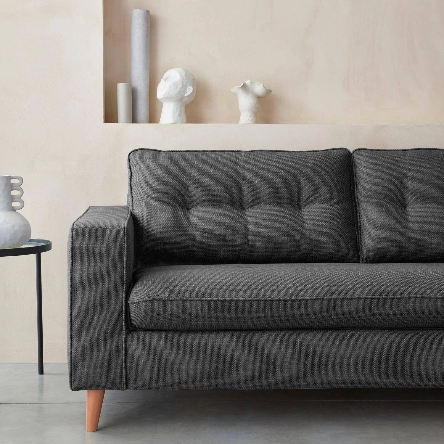 Canapé Lit Convertible 3 Places Avec Matelas 12cm - Fabriqué En France Couleur : Anthracite 7 Canapé Lit Convertible 3 Places Avec Matelas 12cm - Fabriqué En France Couleur : Anthracite – Image 5