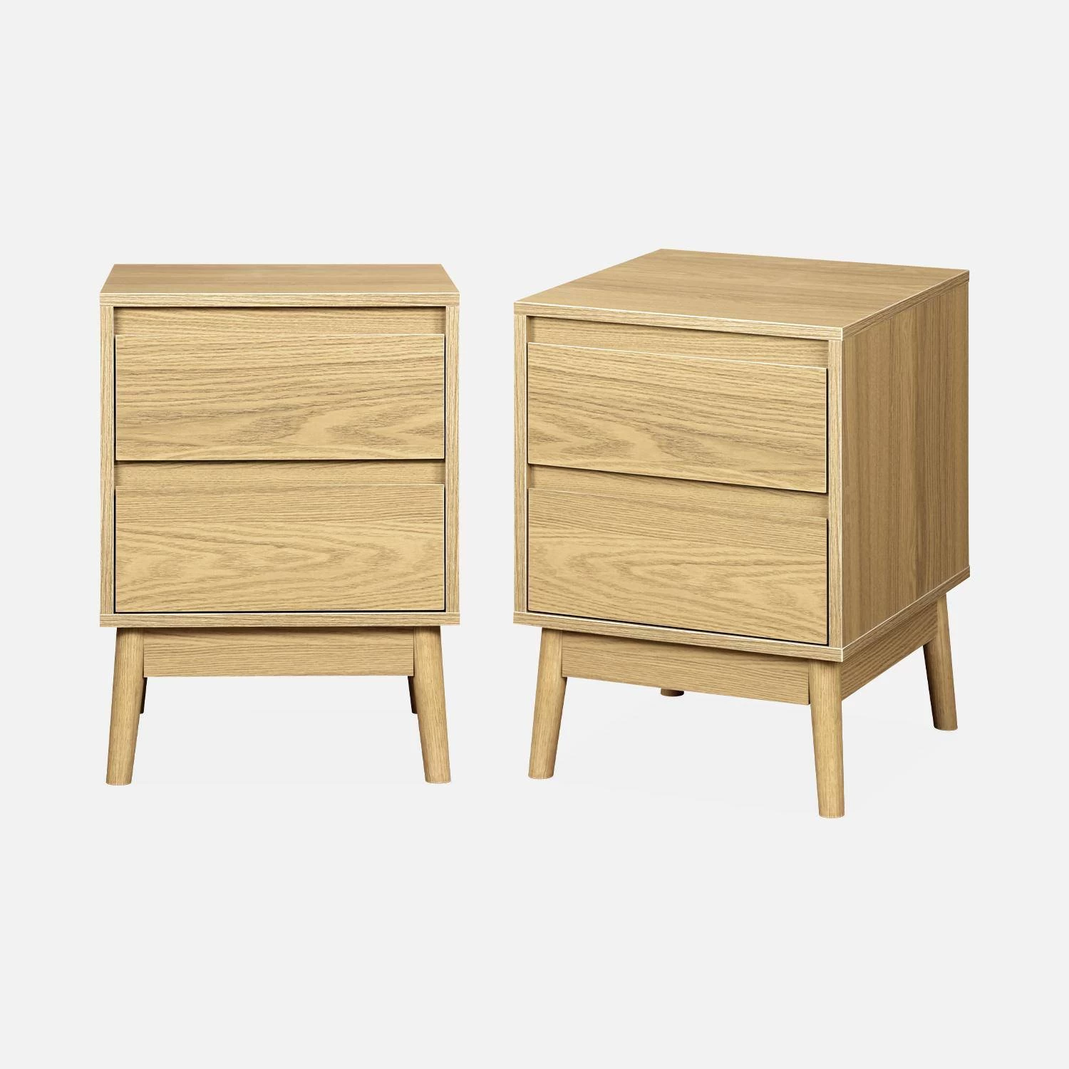 Table De Chevet Effet Bois Deux Tiroirs (lot De 2) 5 Table De Chevet Effet Bois Deux Tiroirs (lot De 2) – Image 3