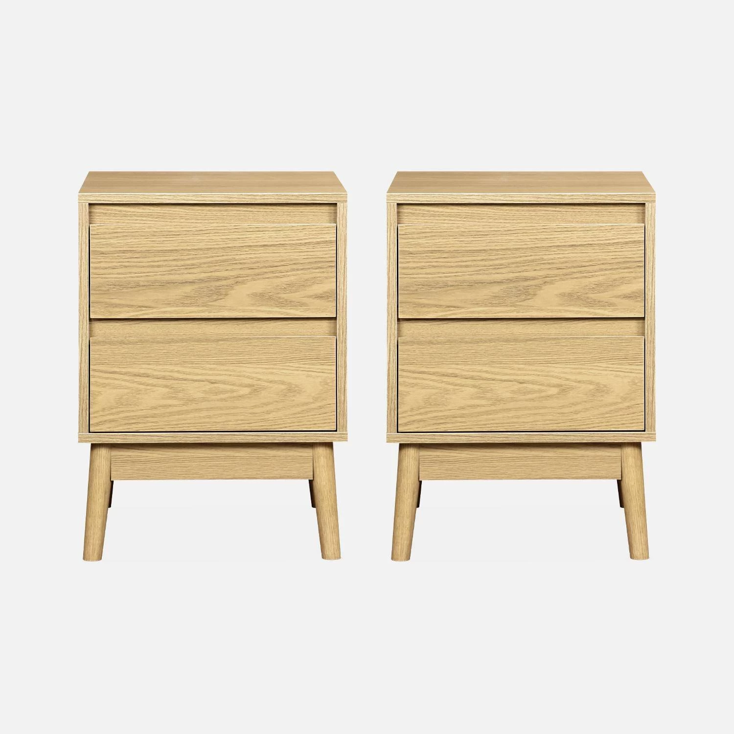 Table De Chevet Effet Bois Deux Tiroirs (lot De 2) 6 Table De Chevet Effet Bois Deux Tiroirs (lot De 2) – Image 4