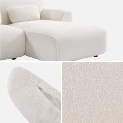 Canapé D'angle, Tissu Bouclette, 3 Places 9 Canapé D'angle, Tissu Bouclette, 3 Places -Outdoor Living Soldes iwlsofarcboucl 2812c481335c4dc4d8896375b706f2fa