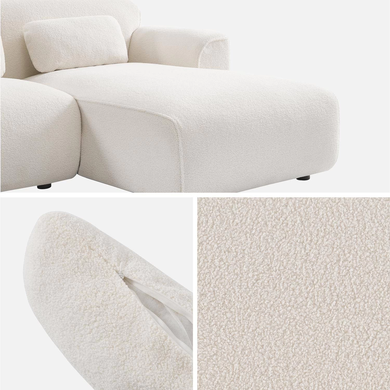 Canapé D'angle, Tissu Bouclette, 3 Places 6 Canapé D'angle, Tissu Bouclette, 3 Places – Image 4