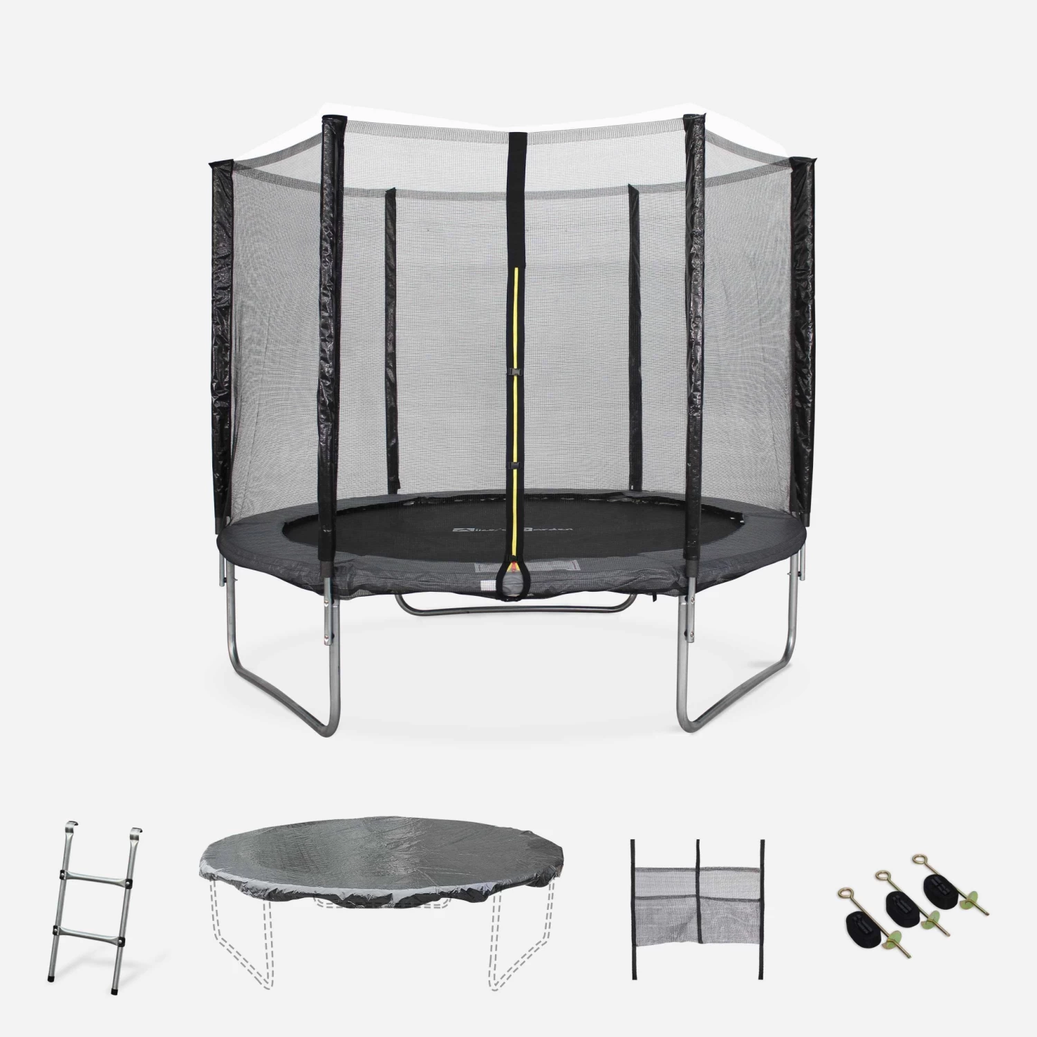 Trampoline 250cm Avec Pack D'accessoires Couleur : Gris 3 Trampoline 250cm Avec Pack D'accessoires Couleur : Gris
