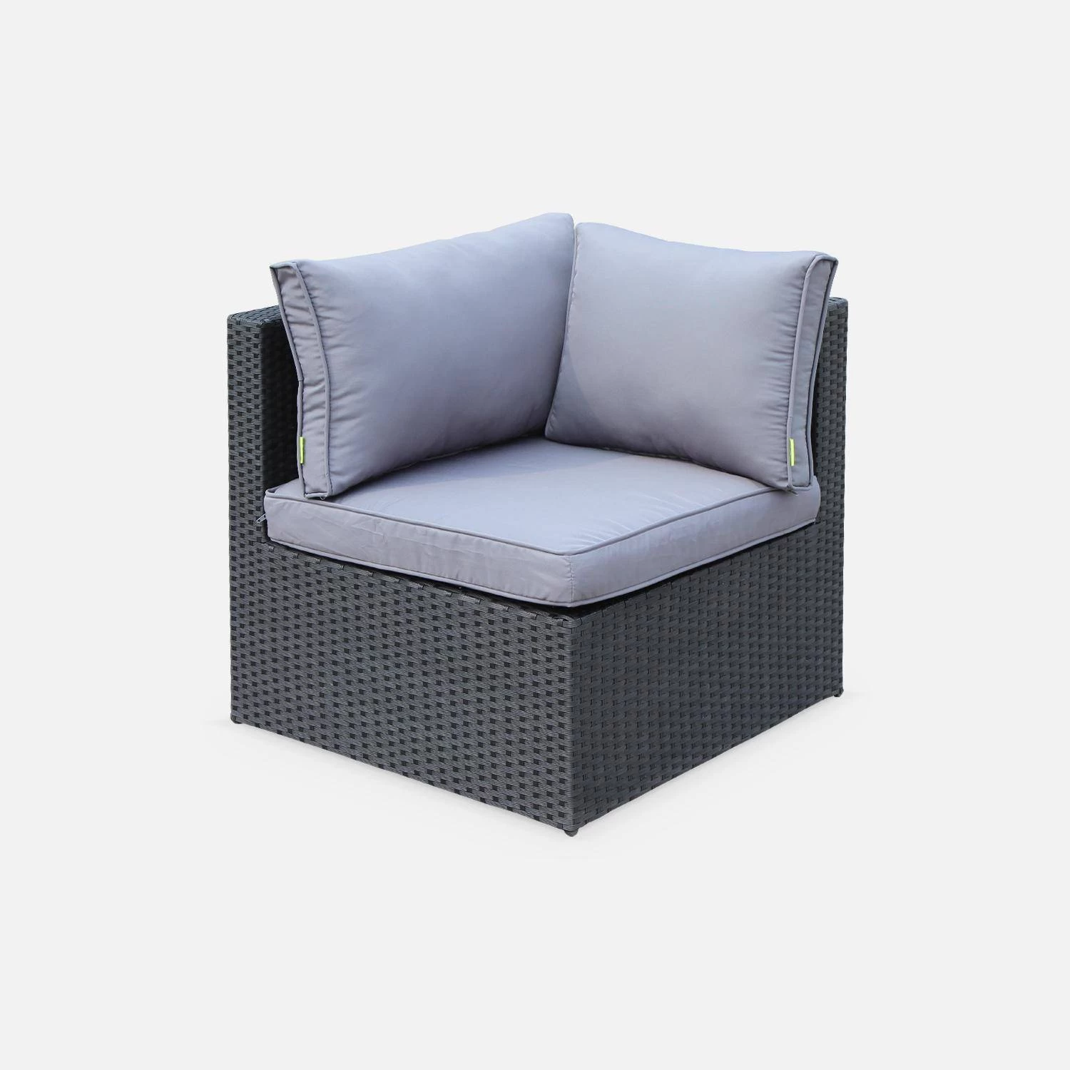 Salon De Jardin D'angle Résine Tressée 5 Places Couleur : Noir / Gris 5 Salon De Jardin D'angle Résine Tressée 5 Places Couleur : Noir / Gris – Image 3