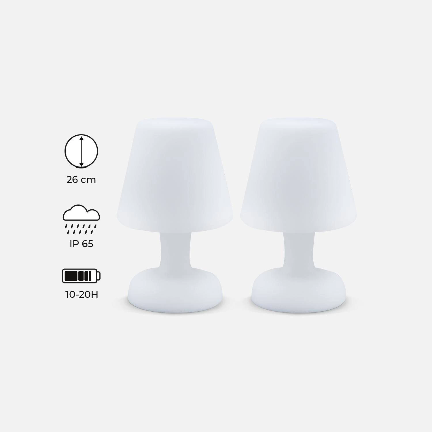 Lampe De Table LED 26cm (lot De 2) 3 Lampe De Table LED 26cm (lot De 2)
