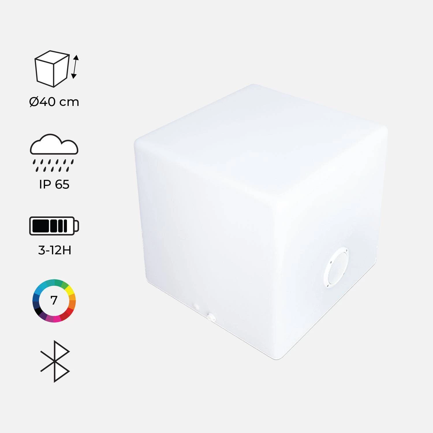 Cube Lumineux LED Avec Batterie Et Enceinte Bluetooth Intérieur/extérieur 3 Cube Lumineux LED Avec Batterie Et Enceinte Bluetooth Intérieur/extérieur