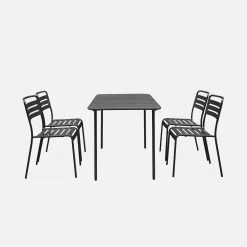 Table De Jardin Métal, 4 Chaises Couleur : Anthracite -Outdoor Living Soldes mt120x70r4at 2519be5ba348e41186ae57c04fd73b3a