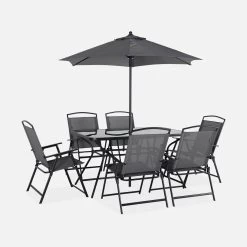 Table De Jardin Acier, 6 Fauteuils Et 1 Parasol -Outdoor Living Soldes mt140r6umbat 2c954750b592ed504c04ef547f1daf73