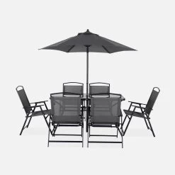 Table De Jardin Acier, 6 Fauteuils Et 1 Parasol -Outdoor Living Soldes mt140r6umbat 53662e1ac11dd3f8349a7e04e65d4137
