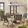 Table De Jardin Acier, 6 Fauteuils Et 1 Parasol -Outdoor Living Soldes mt140r6umbat 5b6f13107538d364f06cfe47135d61eb