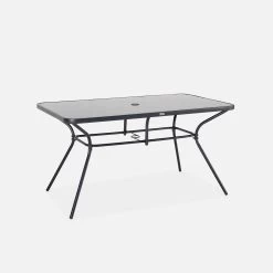 Table De Jardin Acier, 6 Fauteuils Et 1 Parasol -Outdoor Living Soldes mt140r6umbat 8a2da3218ab02c9bf71e849ade0a7061